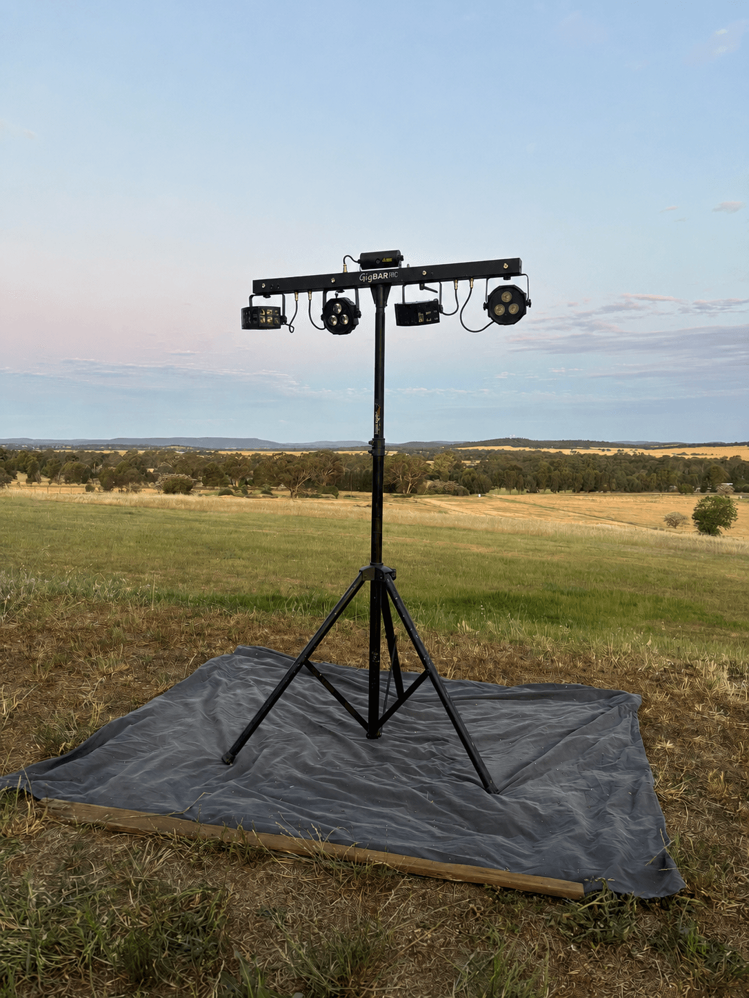 Chauvet GigBAR all-in-one lighting effect on a stand at an outdoor event